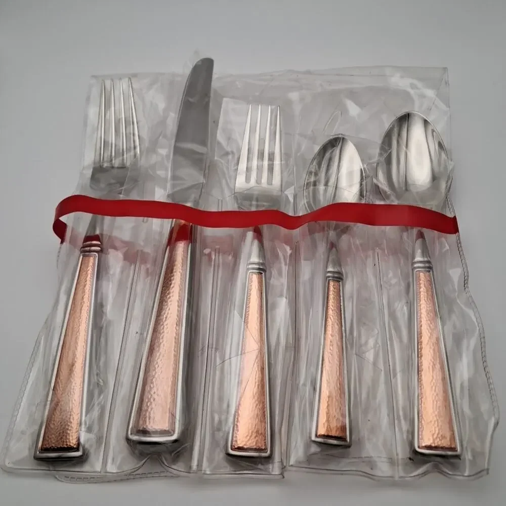 Gorham Craft Chic Copper 5pc Place Set Stainless 18/10 Flatware New In Gift Bag